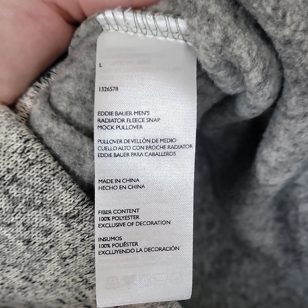 Eddie Bauer Radiator Fleece Pullover Size L Gray Marled 1/4 Snap Hiking Outdoor